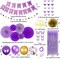 Purple Birthday Party Decorations for Women Girls with Butterfly Hanging Garland,Happy Birthday Banner,Curtains,Circle Dots Garland,Hanging Paper Fans,Butterfly Cake Topper Birthday for Her